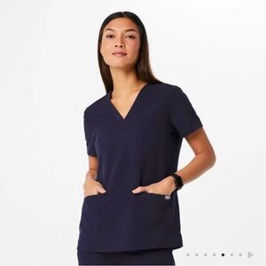 Figs Casma Navy Short Sleeve Top